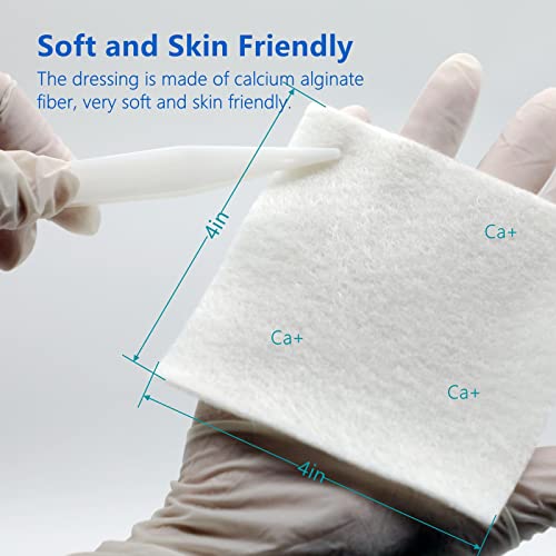 Calcium Alginate Wound Dressing - 4”x4” Patches, 10 Packs, Sterile Non-Adherent Pads for Wound Care, Highly Absorbent and Soft - size: 4"x4", style: Alginate