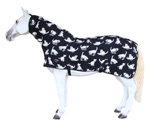 Challenger Horse Polar Fleece Cooler with Combo Neck Moisture-Wicking Exercise Blanket, Breathable Lightweight Cooling Sheet White Cats Print 43EE02N - color: White Cats, size: 84 inches