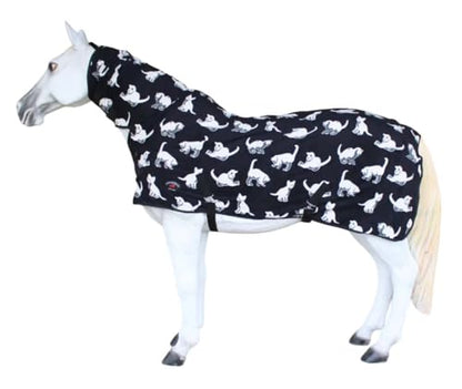 Challenger Horse Polar Fleece Cooler with Combo Neck Moisture-Wicking Exercise Blanket, Breathable Lightweight Cooling Sheet White Cats Print 43EE02N - color: White Cats, size: 76 inches