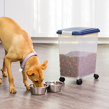 IRIS USA Dog Food Storage Container, Up to 30 lbs, Navy, Made in USA - color: Navy, size: 30 lbs