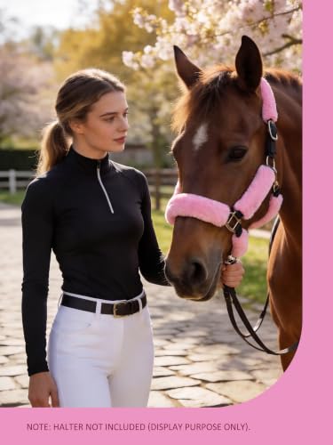 Harrison Howard Fleece Halter Covers for Horses, Set of 9, Prevent Hair Loss Pressure Marks, Padded Horse Halter Fleece Set Pastel Pink - color: Pastel Pink