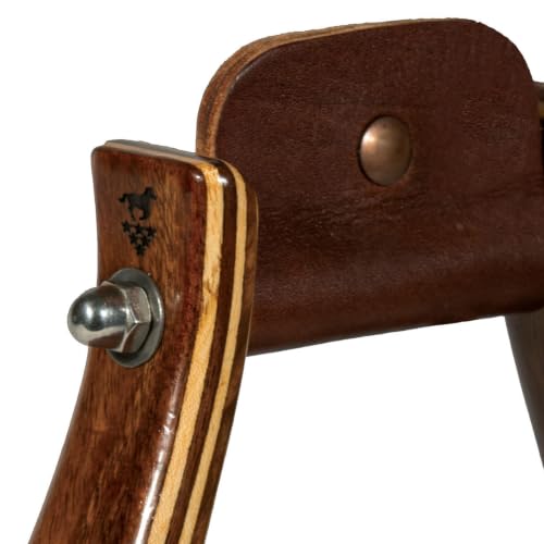 Professional's Choice Wood Horse Riding Stirrups | Leather Tread, Stainless Steel Hardware, Smoothed Edges, Glossy Western Finish - color: Dark Wood, size: 3"