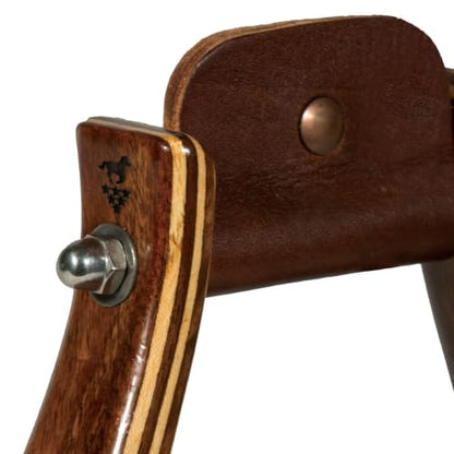 Professional's Choice Wood Horse Riding Stirrups | Leather Tread, Stainless Steel Hardware, Smoothed Edges, Glossy Western Finish - color: Dark Wood, size: 3"
