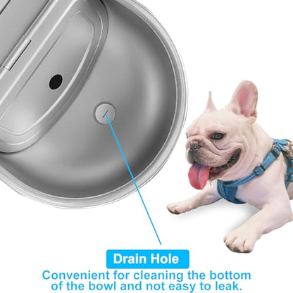 Automatic Pet Water Bowl with Float Valve, 304 Stainless Steel, Includes Bowl, Valve, 40" Hose, Adapters, Bolts, Wrench, Fits 1/2" & 3/4" Faucets, for Dogs/Livestock, Drain Hole