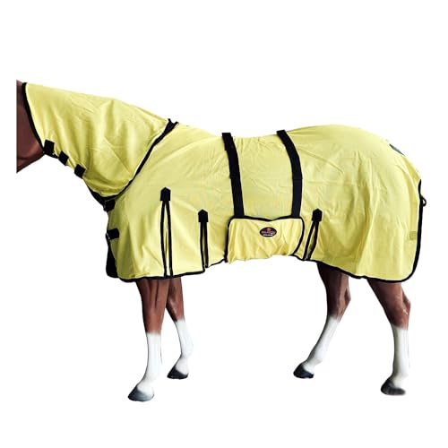 HILASON Horse Fly Sheet Breathable Mesh UV Protection Mosquito Bug Summer - color: Yellow, size: 75 In