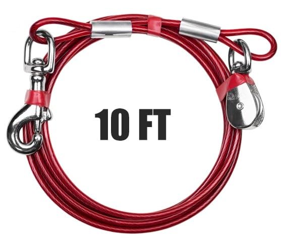 BV 60ft Aerial Pet Trolley System with 10ft Pulley Lead - Heavy Duty Dog Tie Out for Yard up to 125 lbs, Reflective Run Cable (Not a Leash, Bare End) - color: 125lbs/ 60ft/ Trolley, style: Single