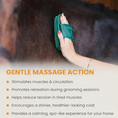 Epona Deep Teal Flexible Glossy Curry Comb for Horses – Soft, Ergonomic Grooming Brush with Flexible Tines for Deep Cleaning, Massage & Shedding Care (Deep Teal) - color: Deep Teal
