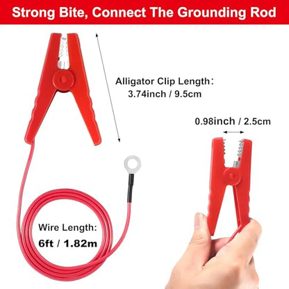 Electric Fence Lead Wire Connector, 18AWG Alligator Clip Set, 6Ft | 2-Step Easy Install, Compatible with Solar Fence Energizers & Chargers, Fits Poultry, Livestock, Farm, Garden Netting Fence - style: 6FT Wire