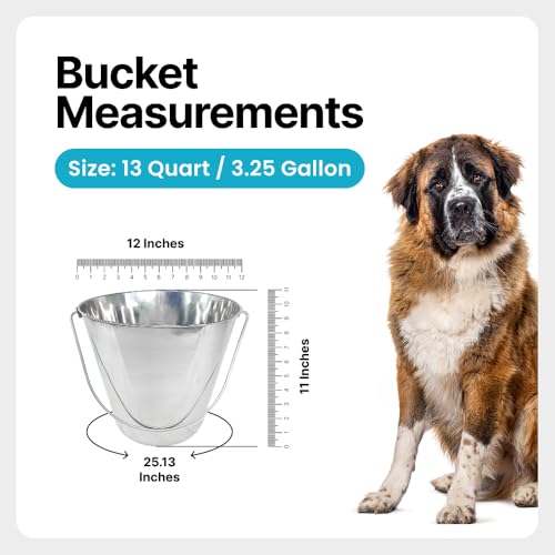 3 Gallon Stainless Steel Bucket - Flat-Side Metal Bucket 13 Quart - size: 13 Quarts