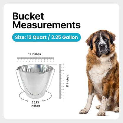 3 Gallon Stainless Steel Bucket - Flat-Side Metal Bucket 13 Quart - size: 13 Quarts