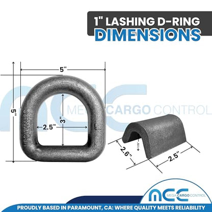 2 Pack 1" Weld On D Rings Forged Trailer Tie Down Anchors 45,000 LBS - color: Pack of 2