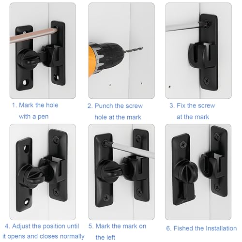 2Ps 90/180° Upgraded Barn Door Lock, Protection Sliding Gate Latches Black