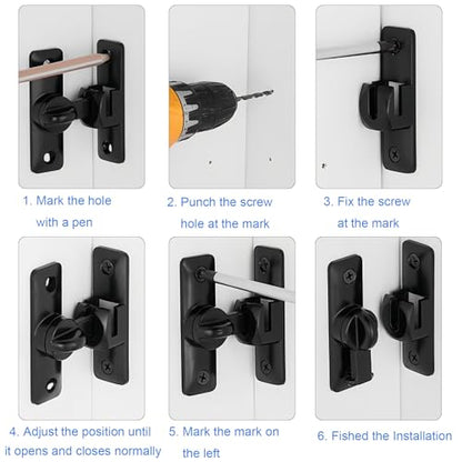 2Ps 90/180° Upgraded Barn Door Lock, Protection Sliding Gate Latches Black