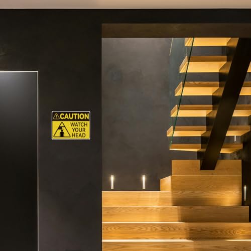 WADORN 10Pcs Caution Watch Your Head Stickers, Caution Head Sticker Mind Your Head Decals Head Watching Labels Waterproof Self-Adhesive Vinyl Decal for Stairs Warehouse Basement Factory 7.08x5.12 Inch - style: Watch Your Head