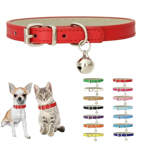 Red XXS Dog Collar with Bell Puppy Collars Bells Cat Small Dog Bell Collar - color: Red, size: XXS(Neck 5-8")
