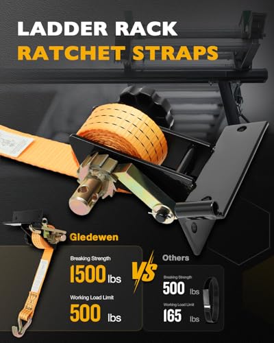 Pipe Rack Ratchet Straps, Ladder Rack Straps, Truck/Roof/Lumber Rack Straps - color: Orange (2 pcs), size: Black Square Tube
