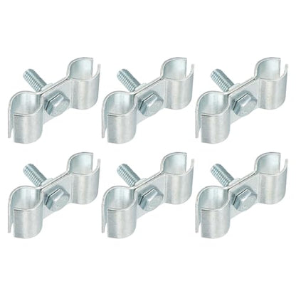 HARFINGTON 6pcs Chain Link Fence Panel Clamps 15/32" Galvanized Dog Kennel Clamps Fence Connector Temporary Dog Cage Hardware Parts with Bolts and Nuts for Round Pipe Panel Frame Cage - size: 15/32"