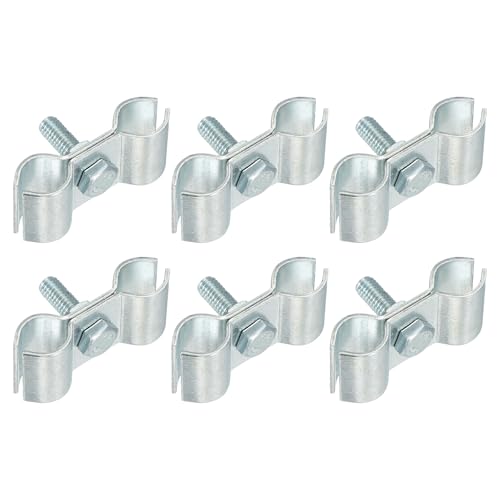 HARFINGTON 6pcs Chain Link Fence Panel Clamps 15/32" Galvanized Dog Kennel Clamps Fence Connector Temporary Dog Cage Hardware Parts with Bolts and Nuts for Round Pipe Panel Frame Cage - size: 15/32"