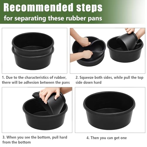 Sadnyy 4 Pcs 4 Quart/ 1 Gallon Rubber Feeder PanUtility Horse Feed Bucket - size: 4 Quart/ 1 Gallon