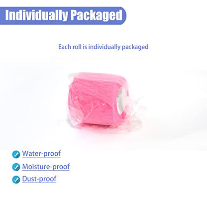 2 Inches Self Adhesive Bandage Wrap Cohesive Wrap, 9 Pack, Pink - color: Pink, size: 2 Inch
