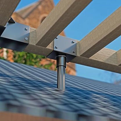 3.6" Saddle Roof Riser 18-1/4" High Heavy Duty Stainless Steel with Black Finish Roof Riser Brackets for Patio Pergola, 2Pack