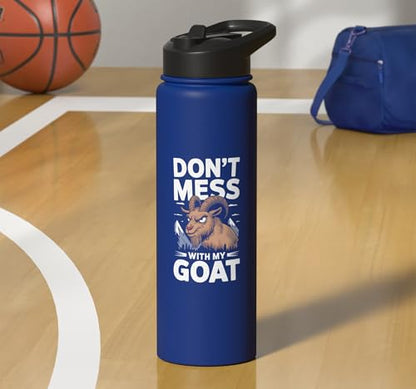 Don´t Mess With My Goat Cute Coat Pygmy Goat Farmer Stainless Steel Insulated Water Bottle - color: Royal Blue