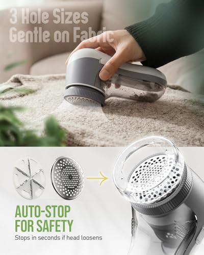 POPCHOSE Fabric Shaver, Lint Shaver with 6-Leaf Blade, Rechargeable - color: Grayish White