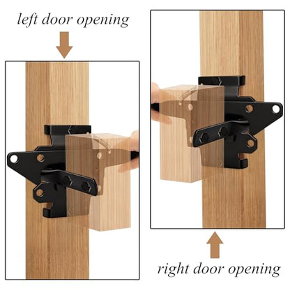 Tebery Self-Locking Gate Latch Heavy Duty, Automatic Post Mount Door Gate Lock for Fence, Weatherproof Steel Yard Gates Latch Hardware for Garden, Barn, Farm, Outdoor Fences, Black