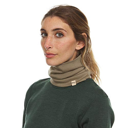 100% Merino Wool - Midweight Neck Gaiter - Skiing Neck Warmer - Winter Face Mask - Multipurpose Headwear - color: Tan 499