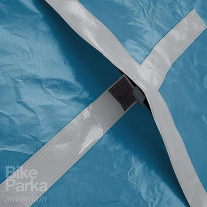 BikeParka Urban Bike Cover - Waterproof & Durable with Lock-Through Panels, RipStop fabric, Adjustable for Any Bike, Attachable Stuff Sac - Ideal for Bikes in Daily Use (Ciel Blue) - color: Ciel Blue