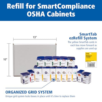 First Aid Only 700002 SmartCompliance 50-Person First Aid Kit Refill Supplies for Business, Worksite, and Home, 237 Pieces, Blue