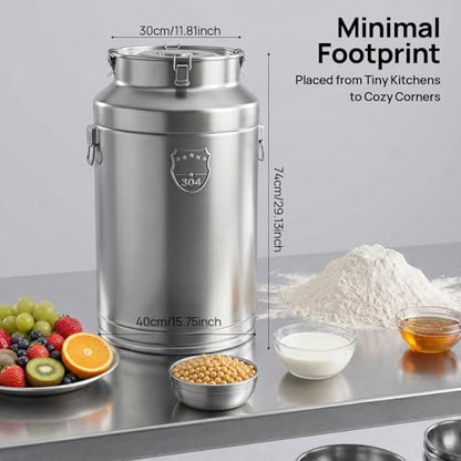 Stainless Steel Milk Barrel, 23 Gallon Milk Can Bucket - size: 23.3Gal