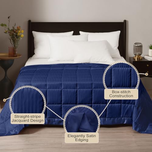 downluxe Weighted Blanket King Size, 18 lb Weighted Blanket with Glass Beads for All Season, Machine Washable Heavy Blanket (Navy, 108 X 90 Inch) - color: Navy, size: Weighted King,18lb