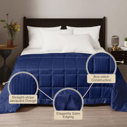 downluxe Weighted Blanket King Size, 18 lb Weighted Blanket with Glass Beads for All Season, Machine Washable Heavy Blanket (Navy, 108 X 90 Inch) - color: Navy, size: Weighted King,18lb
