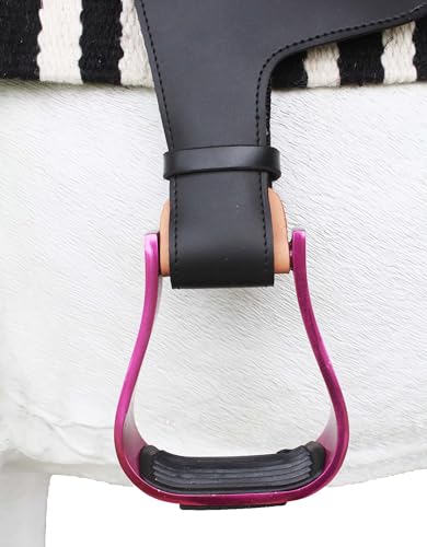 Horse Western 5" Wide Barrel Racer Engraved Aluminum Show Stirrups 51177v - color: Pink, size: 5" Width, 5" Height