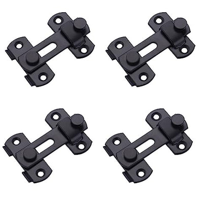 Flip Lock Barn Door Latch 4 Pack Door Latches Small Black Safety Door Glide Sliding Wine Cabinet Closet Gate for Bathroom Garden Cabinet Window