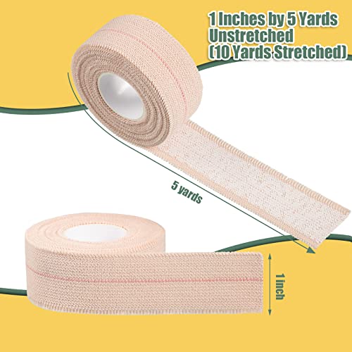 Nuanchu 2 Rolls Adhesive Elastic Tape Bandage Wrap, 1 Inch Wide, Apricot - color: Beige, size: 1 Inch Wide