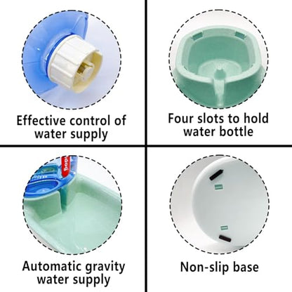 Kathson Gravity Dog Water Dispenser - Automatic Cat Drinking Station, 1 Gallon Large Capacity Puppy Water Bowl for Small & Medium Dogs & Cats, Green - color: Green