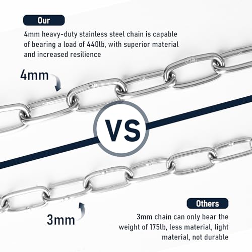 Heavy Duty Chain 440LB 40" Chains for Heavy Bag, Hammock, Swing, Outdoor Indoor Use, Rust-Resistant Secure Hanging (Pack of 2) - size: 40inch-1PCS (Pack of 2)
