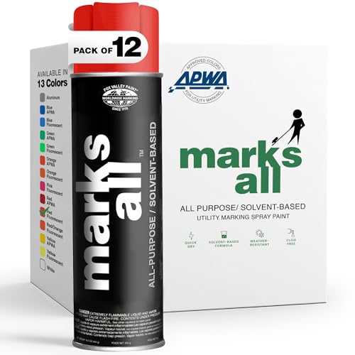 Fox Valley 17oz Marks All Solvent-Based Paint 12-Pack, Red Fluorescent - color: Red Fluorescent