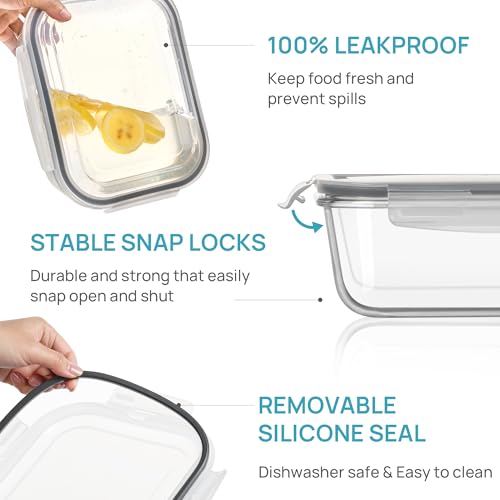 Vtopmart 2Pack 2260ml/76.4oz Extra Large Glass Storage Containers, Grey - color: Grey, size: 76.4oz