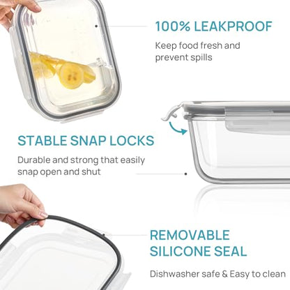Vtopmart 2Pack 2260ml/76.4oz Extra Large Glass Storage Containers, Grey - color: Grey, size: 76.4oz