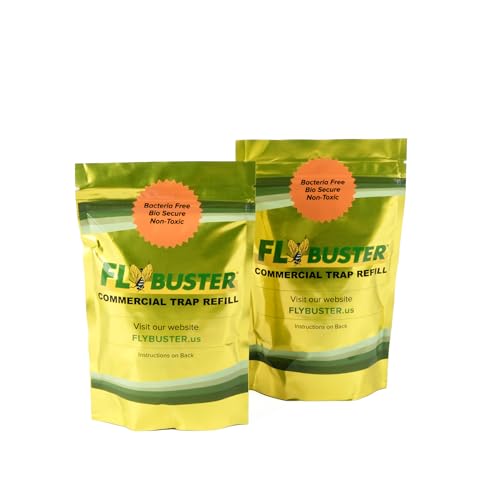 Industrial Size Fly Bait Refill Packs | Flybuster Commercial | Non-Toxic | Bait Powder for All Flytraps | 2-Pack
