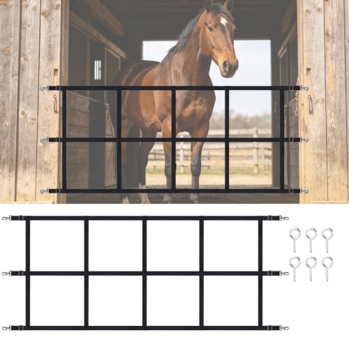 48" x 20" Stall Guards for Horses with Adjustable Straps and Hardware (Black) - color: Black