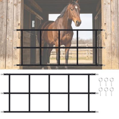 48" x 20" Stall Guards for Horses with Adjustable Straps and Hardware (Black) - color: Black