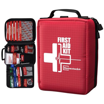 First Aid Kits - Compact First Aid Kit with Labelled Compartments Molle System Premium Emergency Kits for Home, Office, Car, Outdoor, Hiking, Travel, Camping - 216 piece - size: Medium Kit