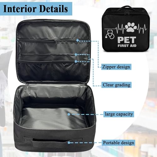 Pet First Aid Bag Empty Travel Rescue Pouch Medical Bags First Responder Storage Compact Medicine Bag for Car Home Office Kitchen Outdoor - color: Pet