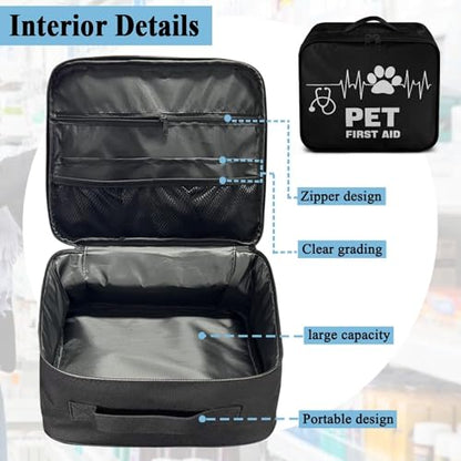 Pet First Aid Bag Empty Travel Rescue Pouch Medical Bags First Responder Storage Compact Medicine Bag for Car Home Office Kitchen Outdoor - color: Pet