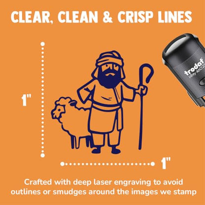 Biblical Shepherd Sheep Staff Crook Self-Inking Rubber Stamp Ink Stamper for Stamping Crafting Planners - 1 Inch Medium - Blue Ink - color: Blue, size: 1 Inch Medium