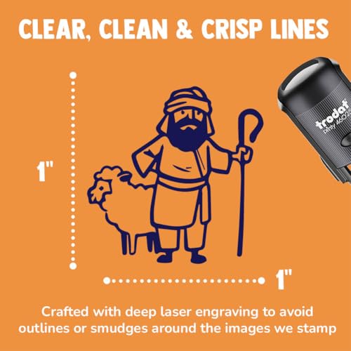 Biblical Shepherd Sheep Staff Crook Self-Inking Rubber Stamp Ink Stamper for Stamping Crafting Planners - 1 Inch Medium - Red Ink - color: Red, size: 1 Inch Medium